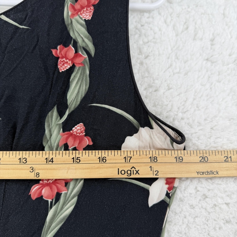 Young Hawaii Dress Womens Large Black Floral Ruffle Hem Sundress Hawaiian USA - Picture 6 of 8